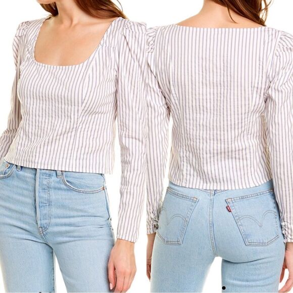 Free People Caroline Stripe Top in Neutral - Picture 9 of 9